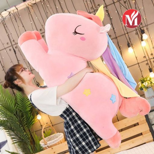 Ngựa bông Pony một sừng màu hồng 80cm